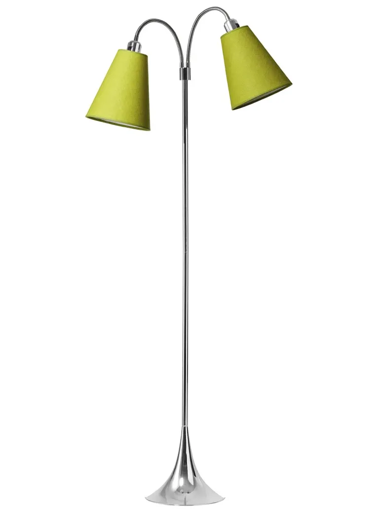 Fodgænger Gulvlampe krom m/limegrønne skærme