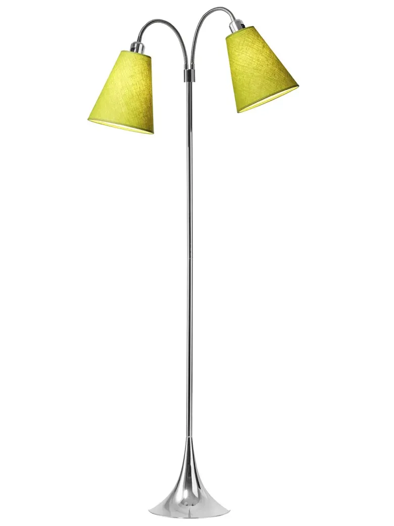 Fodgænger Gulvlampe krom m/limegrønne skærme