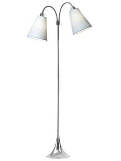 Fodgænger Gulvlampe krom m/lyseblå skærme