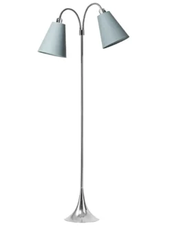 Fodgænger Gulvlampe krom m/lys turkis blå skærme