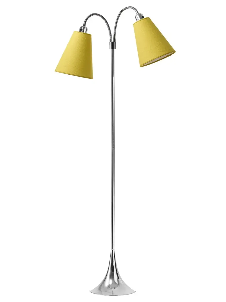 Fodgænger Gulvlampe krom m/sennepsgul skærme