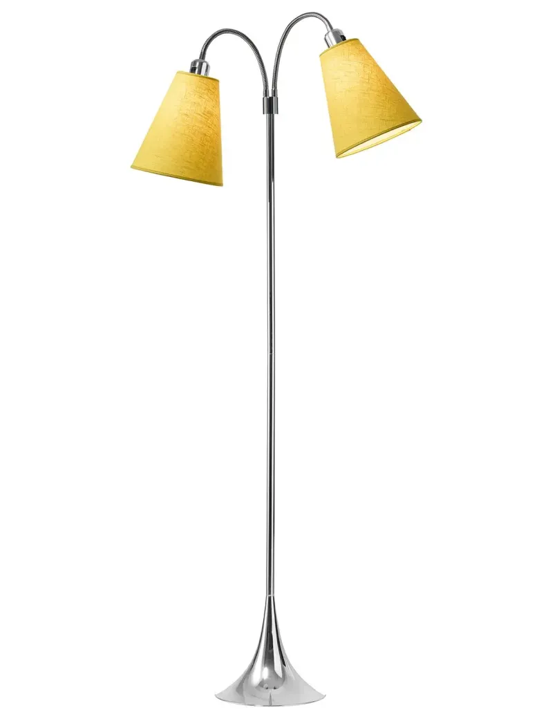 Fodgænger Gulvlampe krom m/sennepsgul skærme