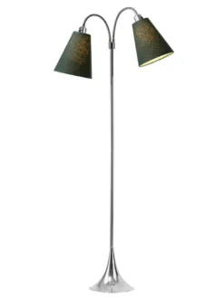 Fodgænger Gulvlampe krom m/skovgrønne skærme