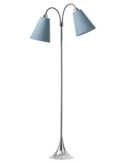 Fodgænger Gulvlampe krom m/støvet blå skærme