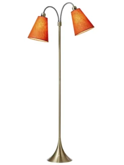 Fodgænger Gulvlampe messing m/orange skærme