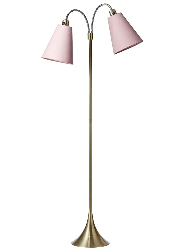 Fodgænger Gulvlampe messing m/pink skærme
