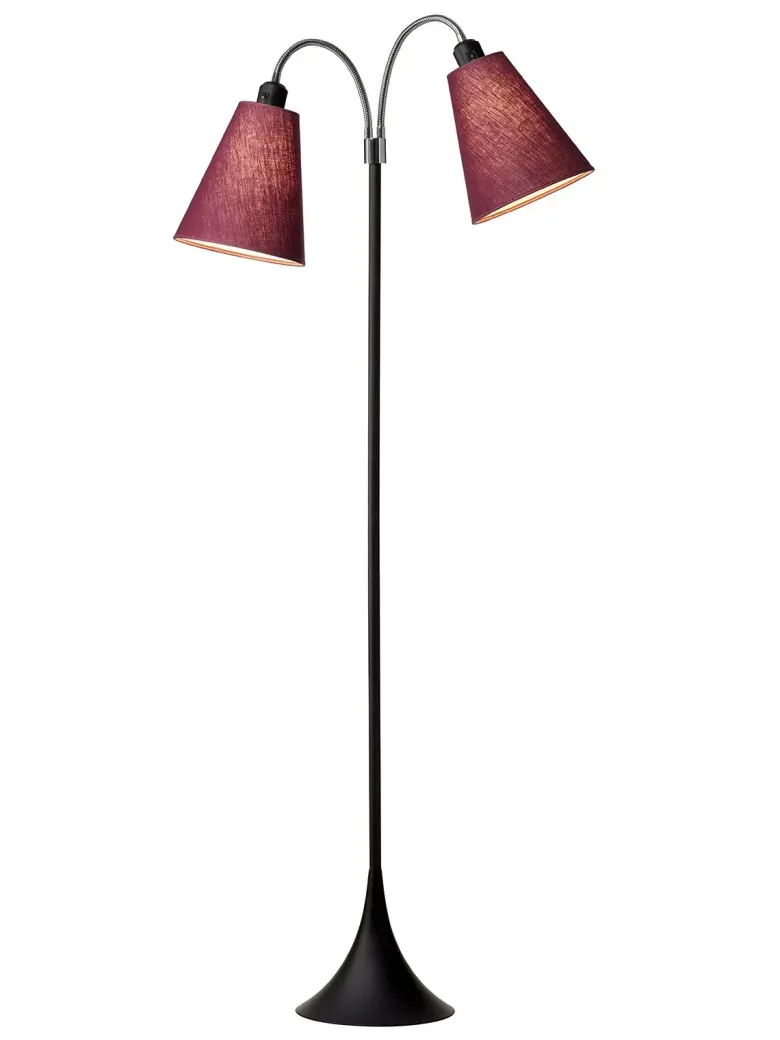 Fodgænger Gulvlampe sort m/blommefarvet skærme