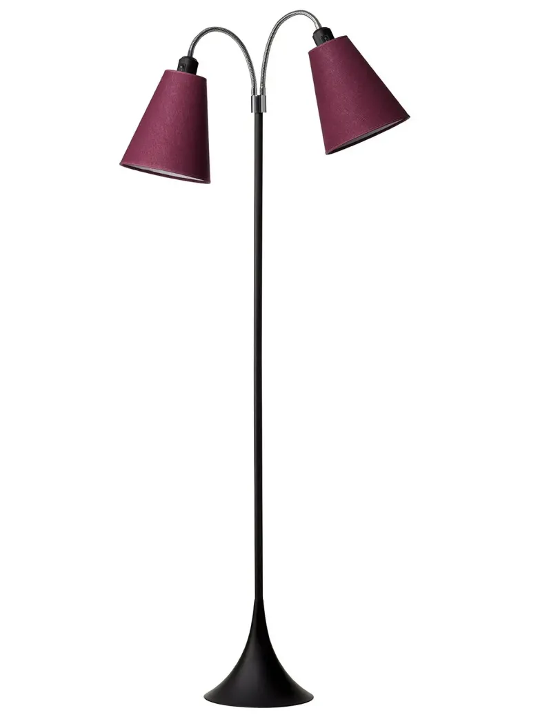 Fodgænger Gulvlampe sort m/blommefarvet skærme