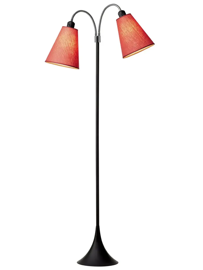 Fodgænger Gulvlampe sort m/koral skærme