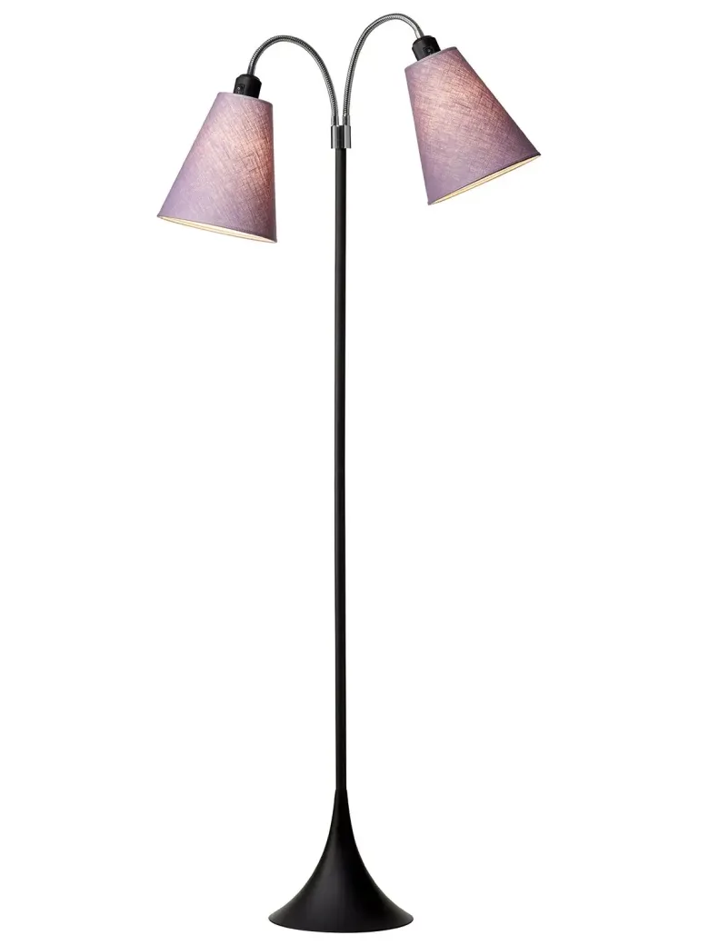 Fodgænger Gulvlampe sort m/lyng skærme