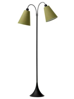 Fodgænger Gulvlampe sort m/lys armygrønne skærme