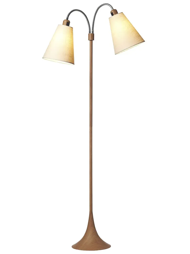 Fodgænger Gulvlampe trælook m/creme skærme