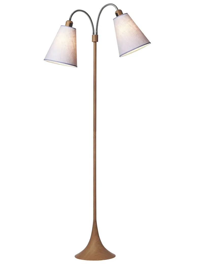 Fodgænger Gulvlampe trælook m/lavendel skærme