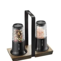 GEFU salt og peber sæt med holder sort