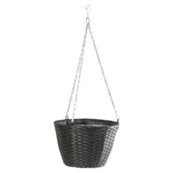Hængeampel polyrattan flet sort 25x18 cm