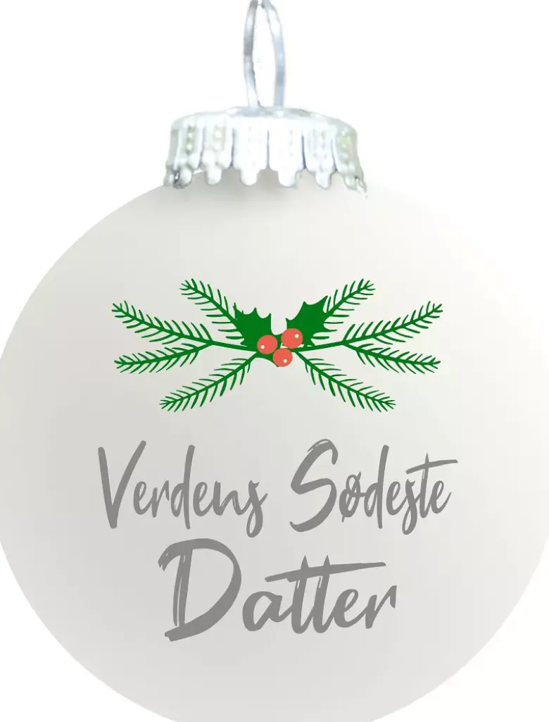 Julekugle mat hvid "Verdens sødeste Datter"