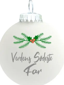 Julekugle mat hvid "Verdens sødeste Far"