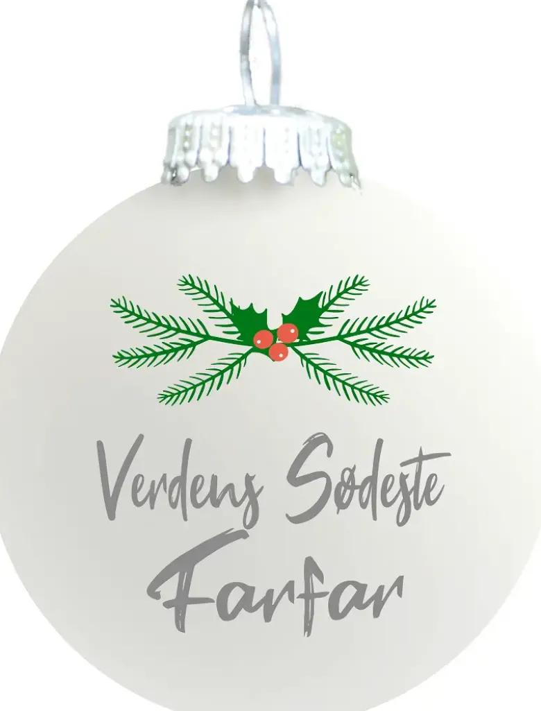 Julekugle mat hvid "Verdens sødeste Farfar"