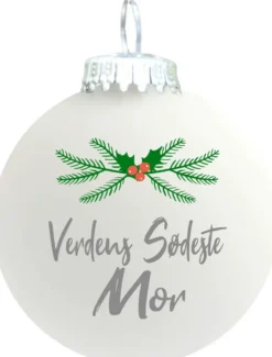 Julekugle mat hvid "Verdens sødeste Mor"