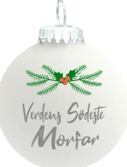 Julekugle mat hvid "Verdens sødeste Morfar"