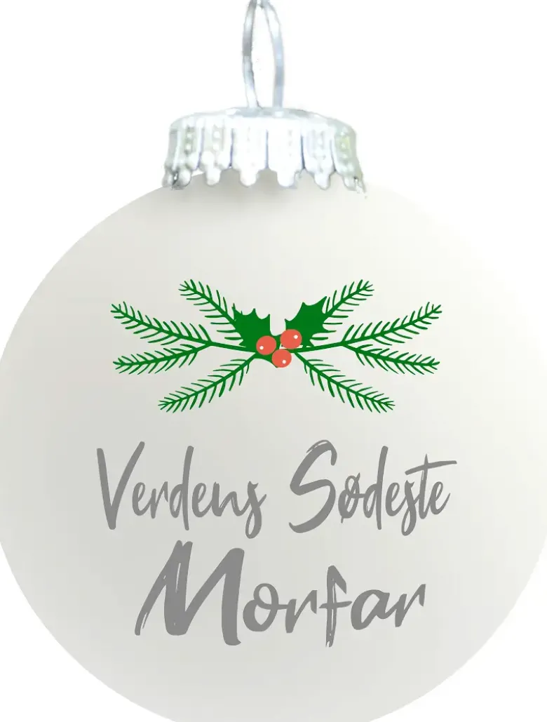 Julekugle mat hvid "Verdens sødeste Morfar"