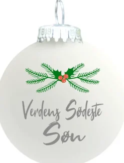 Julekugle mat hvid "Verdens sødeste Søn"
