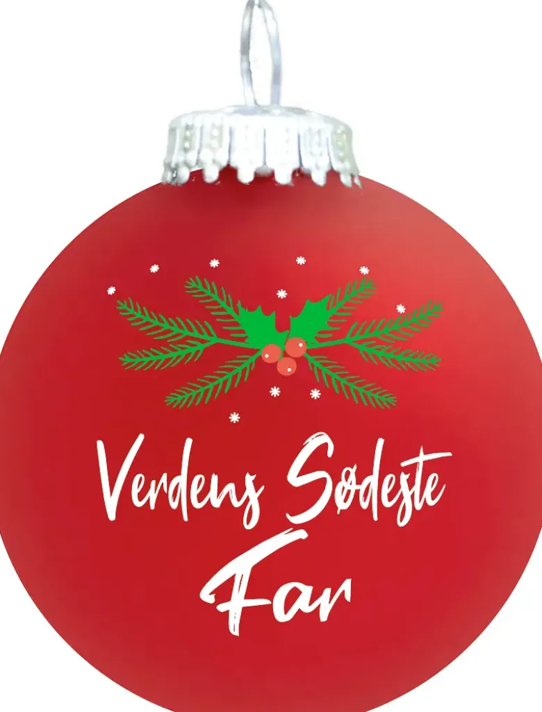 Julekugle Mat rød gran "Verdens Sødeste Far"