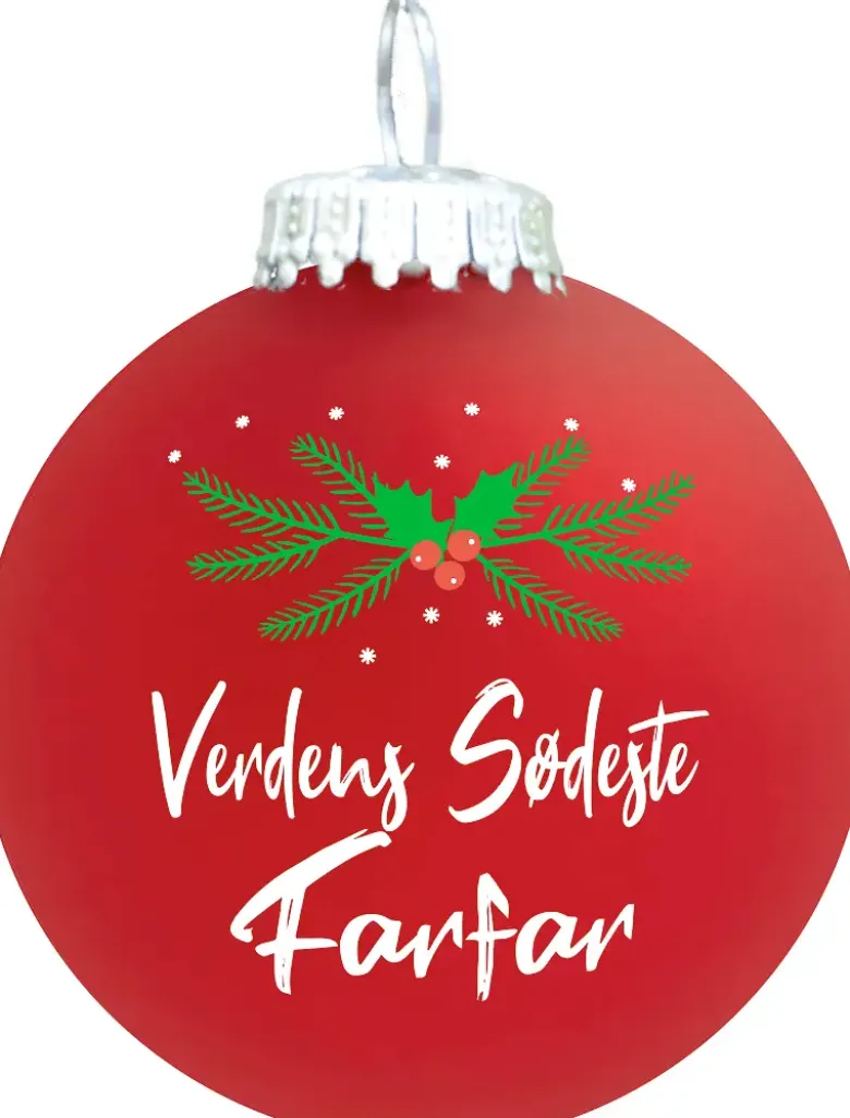 Julekugle Mat rød gran "Verdens Sødeste Farfar"