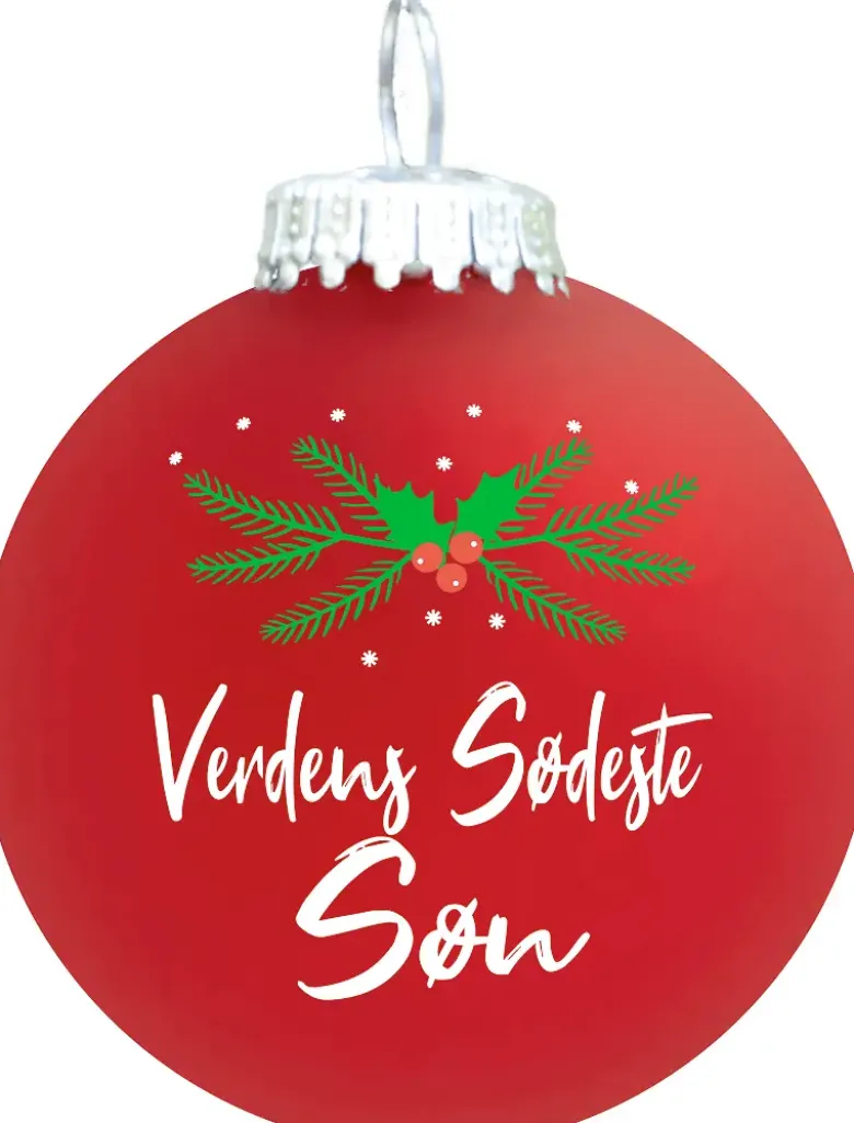Julekugle Mat rød gran "Verdens Sødeste Søn"