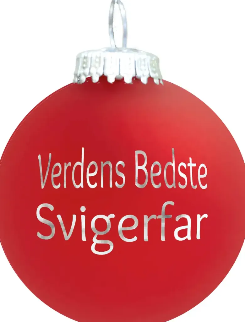 Julekugle Mat rød "Verdens Bedste Svigerfar"