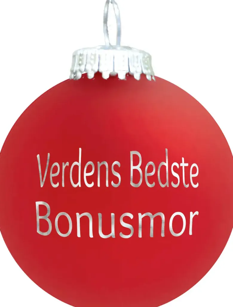Julekugle Mat rød "Verdens Bedste Bonusmor"