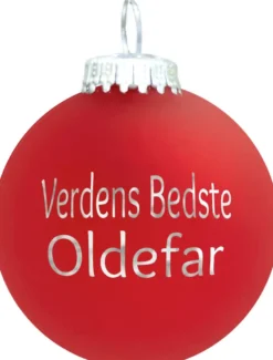 Julekugle Mat rød "Verdens Bedste Oldefar"