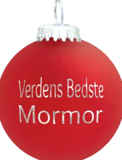 Julekugle Mat rød "Verdens Bedste Mormor"