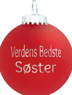 Julekugle Mat rød "Verdens Bedste Søster"