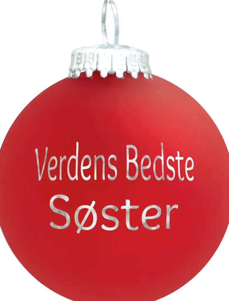 Julekugle Mat rød "Verdens Bedste Søster"