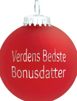 Julekugle Mat rød "Verdens Bedste Bonusdatter"