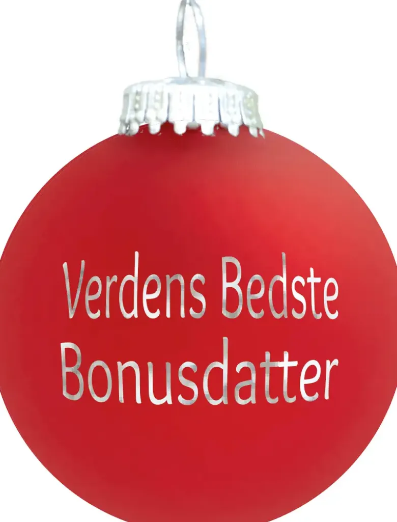 Julekugle Mat rød "Verdens Bedste Bonusdatter"