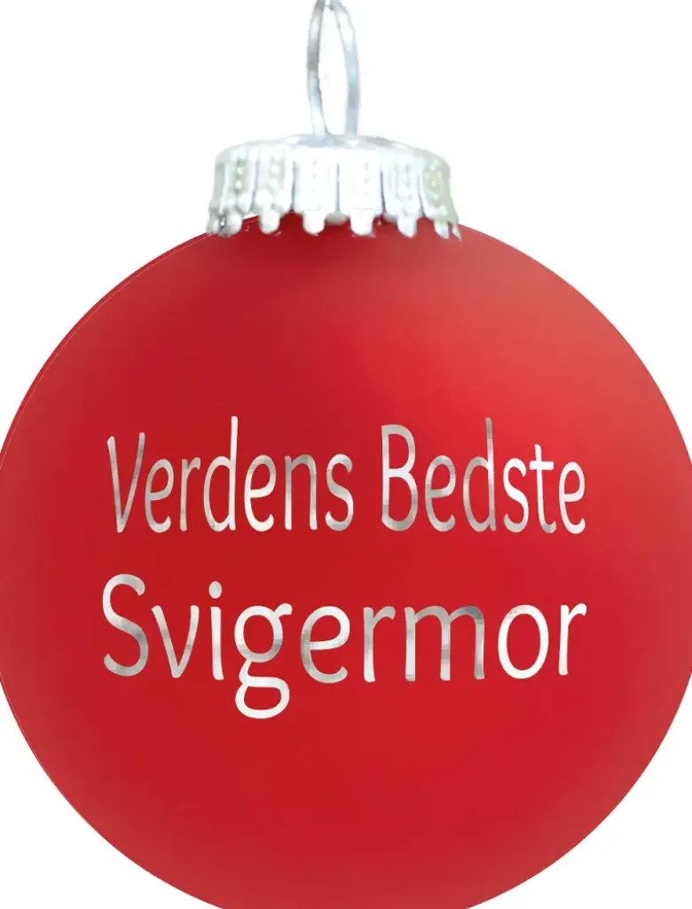 Julekugle Mat rød "Verdens Bedste Svigermor"