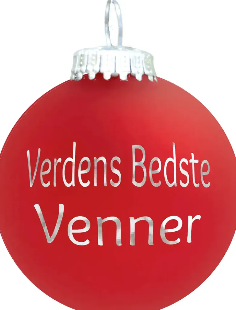 Julekugle Mat rød "Verdens Bedste Venner"