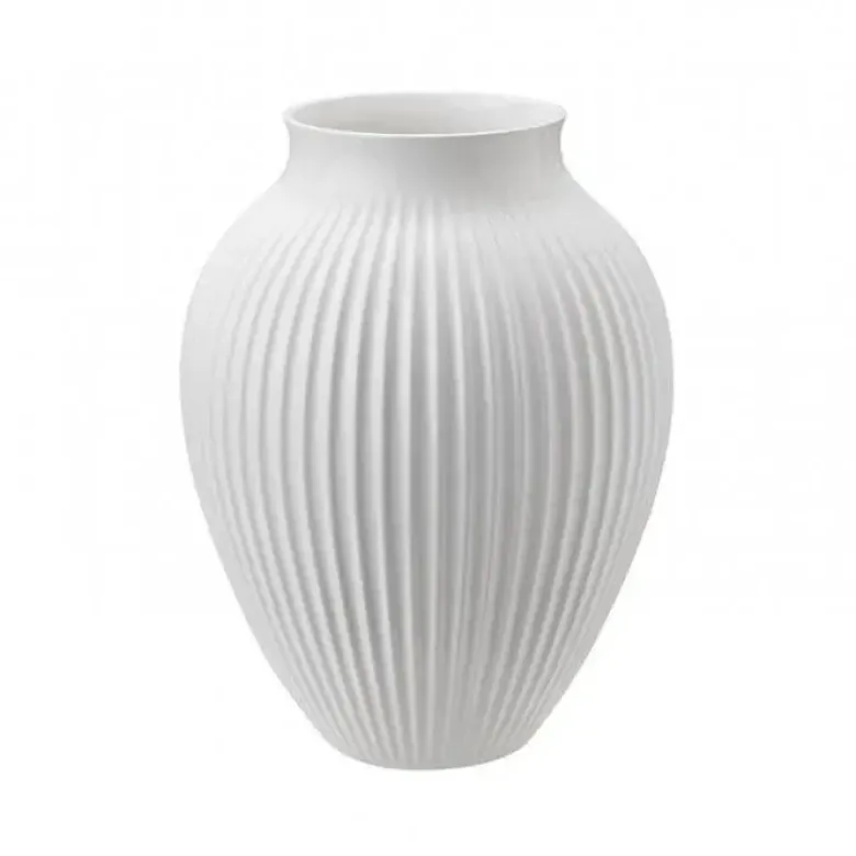 Knabstrup Vase med riller 27 cm hvid