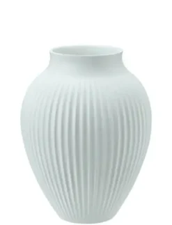 Knabstrup Vase med riller 20 cm mat ice blå