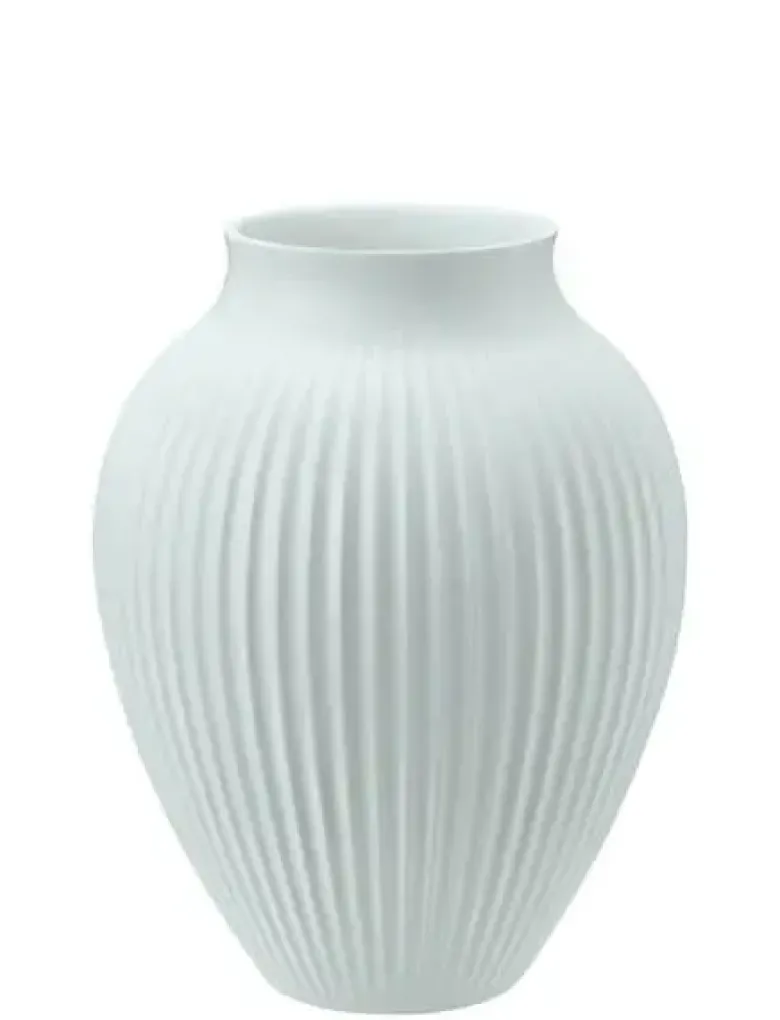 Knabstrup Vase med riller 20 cm mat ice blå