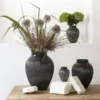 Knabstrup Vase med riller 27 cm sort
