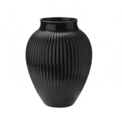 Knabstrup Vase med riller 27 cm sort