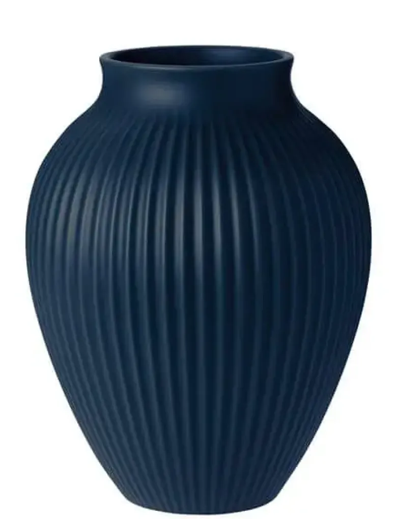 Knabstrup Vase med riller H27 cm mat mørk blå