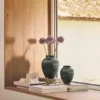 Knabstrup Vase med riller H20 cm Mørk grøn