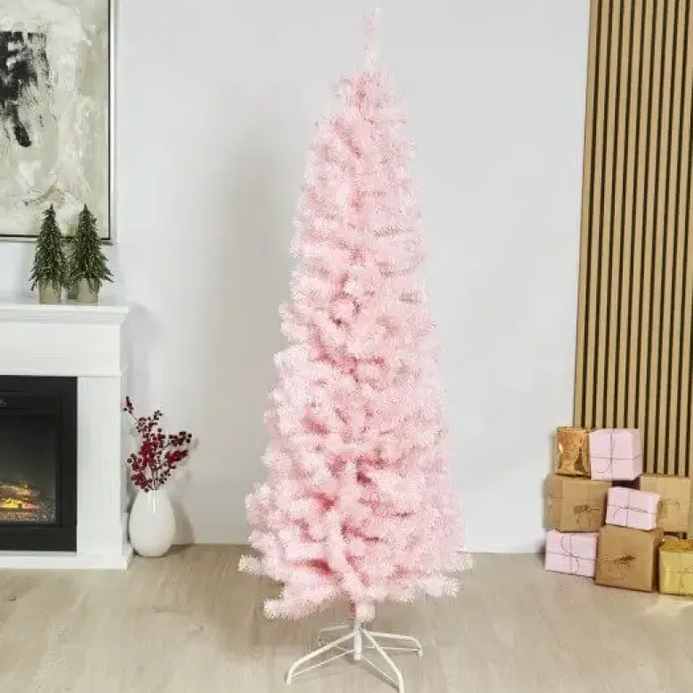 Kunstigt lyserødt juletræ u/lys - H1,8m