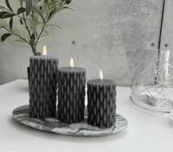 La Vida Bloklys Pattern H15/Ø7 cm Grå