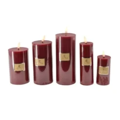 La Vida LED Bloklys m. statisk flamme - Rød H12,5xØ7,4 cm