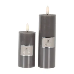 La Vida LED Bloklys m. statisk flamme - Taupe H15xØ5 cm